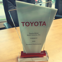 Recognized by Toyota for Excellence in Supplier Performance